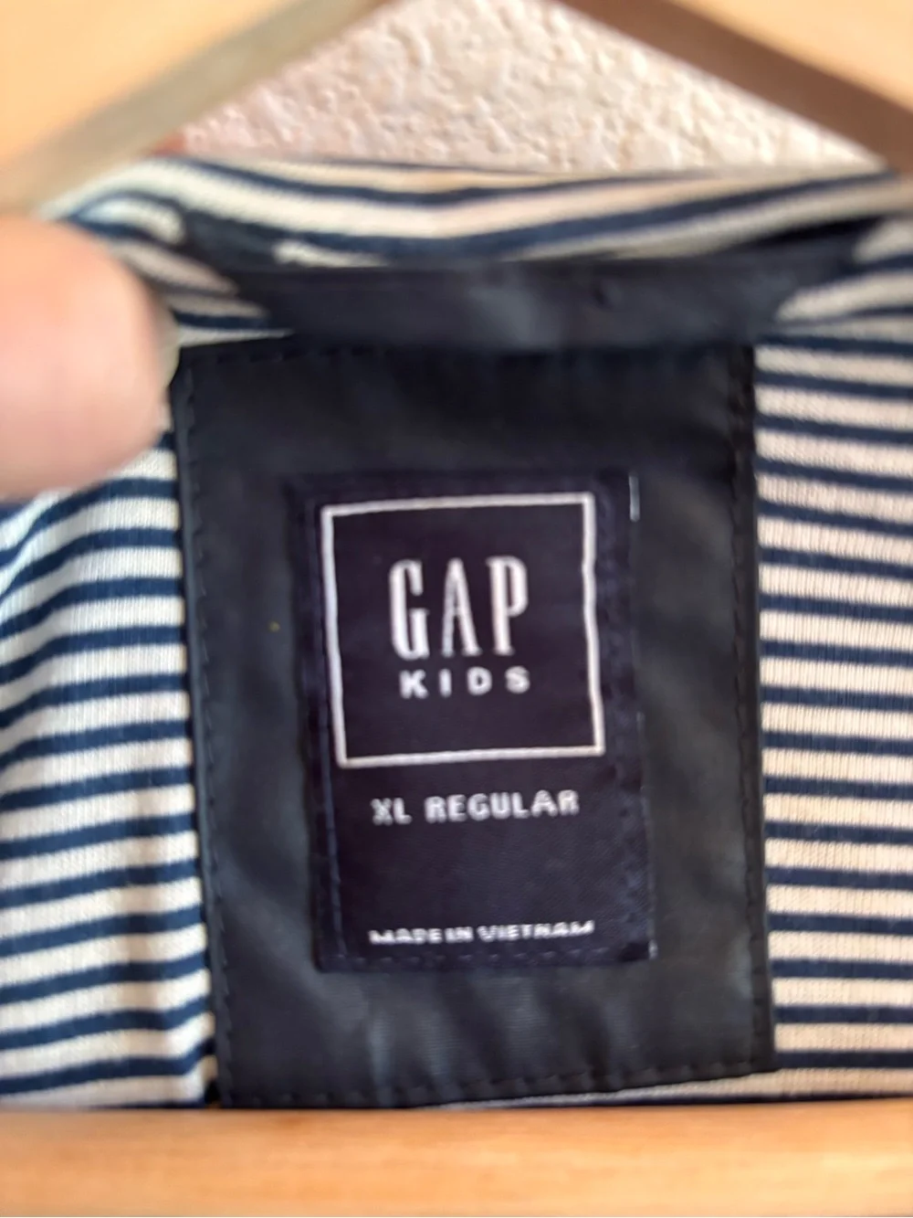 GAP Kid XL Black Hooded Utility Jacket with Striped Lining